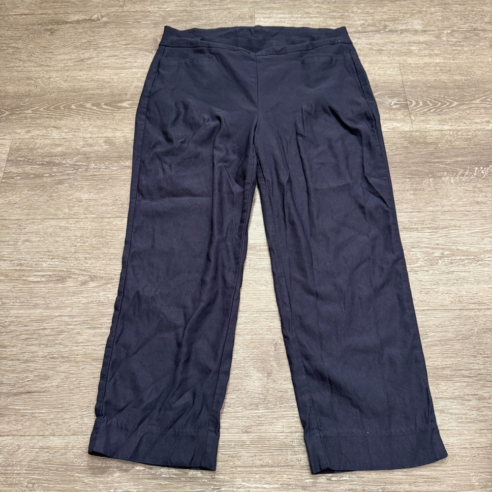 Chicos Pants Womens 10 Blue 32x24 Pull on Rayon Blend Lounge‎ Casual Preppy